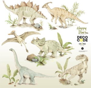 Sada dětských nástěnných samolepek s dinosauřími motivy Dekornik