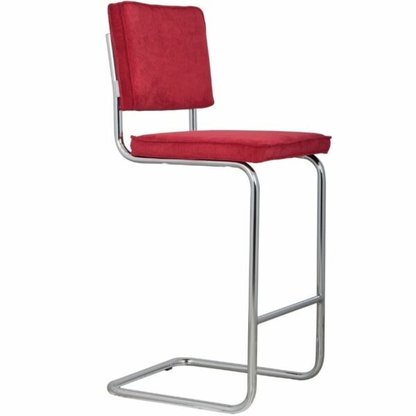 Červená manšestrová barová židle ZUIVER RIDGE