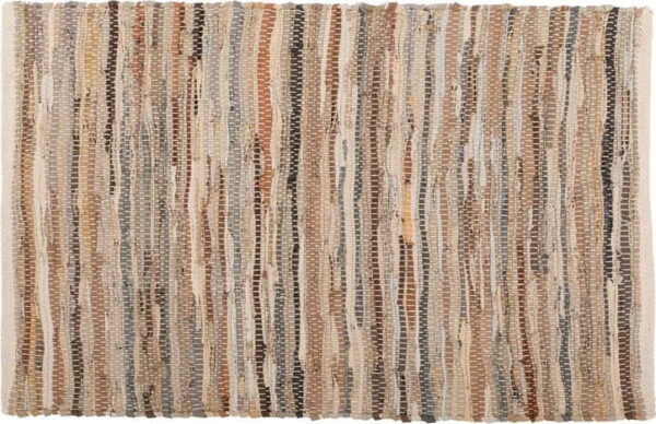 Hnědo-béžový kožený koberec Tiseco Home