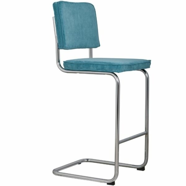 Modrá manšestrová barová židle ZUIVER RIDGE