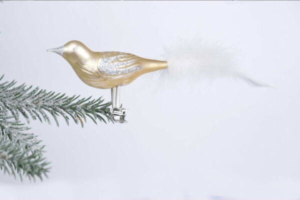 Sada 3 skleněných vánočních ozdob ve tvaru ptáčka
