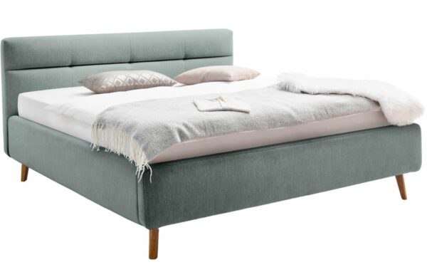 Ledově modrá látková dvoulůžková postel Meise Möbel Lotte 160