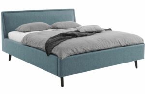 Šedo modrá látková dvoulůžková postel Meise Möbel Frieda 180