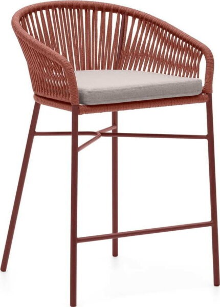 Zahradní barová židle s výpletem v barvě terakota