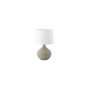Bílo-hnědá stolní lampa z keramiky a tkaniny