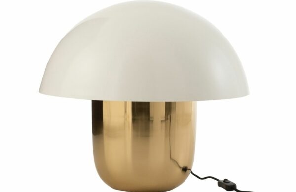 Bílo zlatá kovová stolní lampa