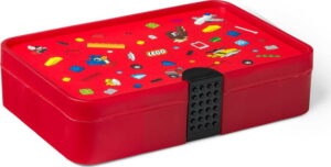 Červený úložný box s přihrádkami