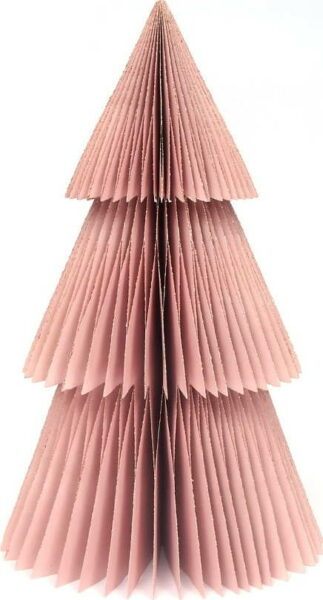 Třpytivě růžová papírová vánoční ozdoba ve tvaru stromu