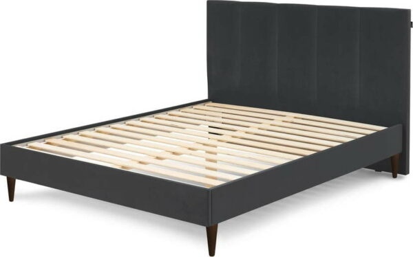 Antracitová čalouněná dvoulůžková postel s roštem 180x200