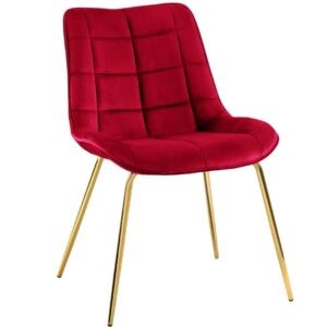 Červená sametová jídelní židle