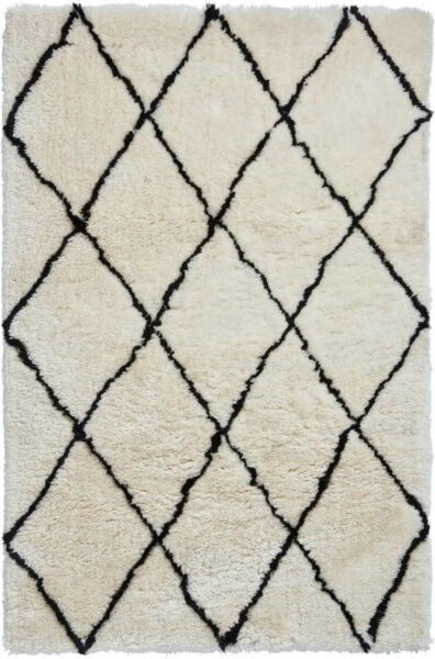 Krémově bílý koberec s černými detaily Think Rugs