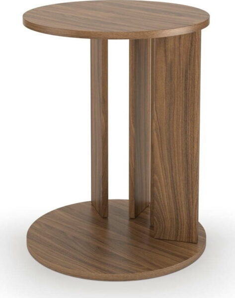 Kulatý konferenční stolek s deskou v dekoru ořechového dřeva