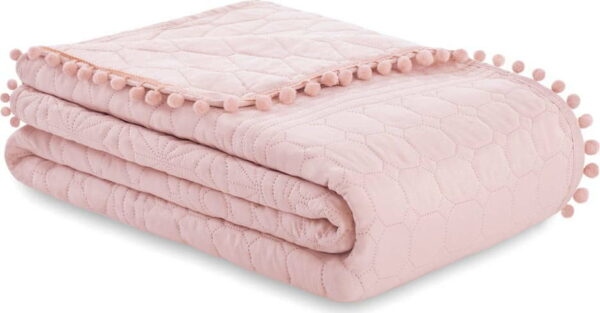 Pudrově růžový přehoz na postel AmeliaHome