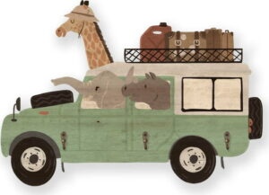 Zelený dětský nástěnný věšák Safari Van