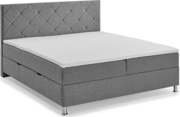 Světle šedá boxspring postel s úložným prostorem 180x200