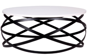 Bílý jasanový konferenční stolek s černou podnoží