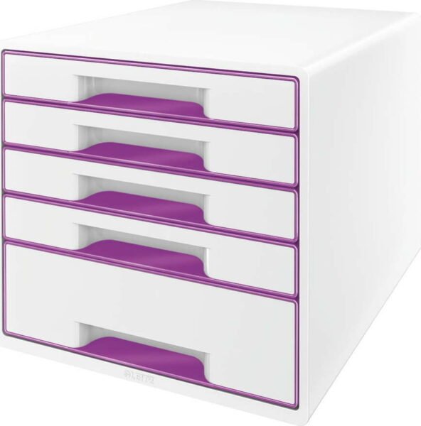 Bílo-fialový zásuvkový box Leitz WOW