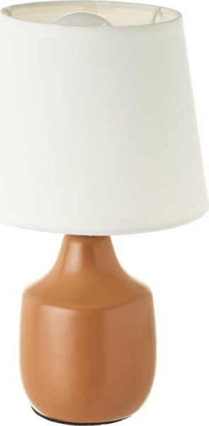 Bílo-hnědá keramická stolní lampa s textilním stínidlem (výška