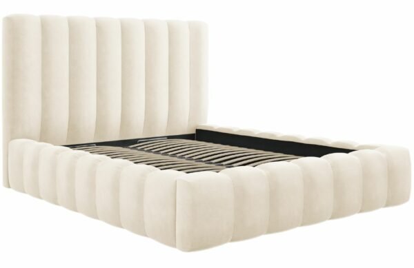 Béžová sametová dvoulůžková postel MICADONI Kelp 140 x