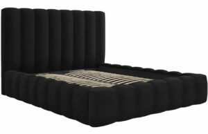 Černá sametová dvoulůžková postel MICADONI Kelp 180 x