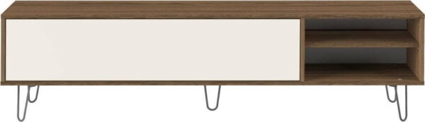 Krémový TV stolek v dekoru ořechu 165x44