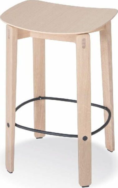 Přírodní nízká barová židle z dubového