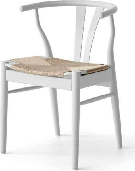 Bílá jídelní židle z bukového dřeva