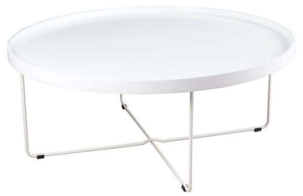 Bílý lakovaný kulatý konferenční stolek Somcasa