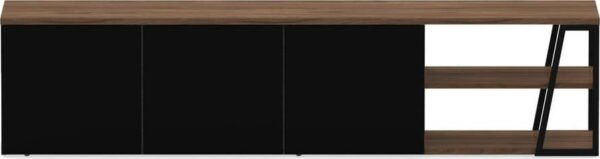 Černý TV stolek v dekoru ořechu 190x45