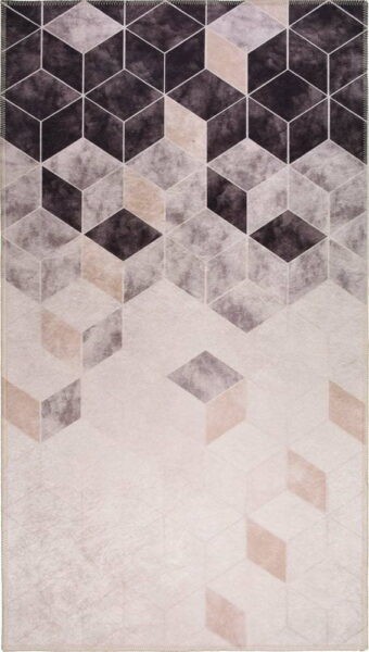 Šedo-krémový pratelný koberec 80x50 cm