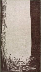 Tmavě hnědo-krémový pratelný koberec 80x50