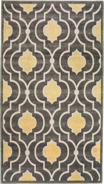 Žluto-šedý pratelný koberec 80x50 cm