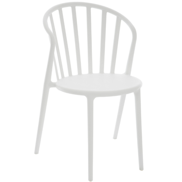 Bílá plastová jídelní židle