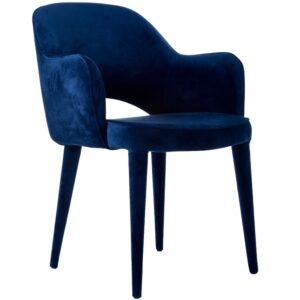 Tmavě modrá sametová jídelní židle Polspotten