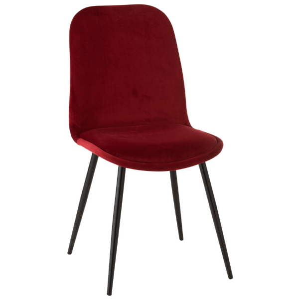 Vínově červená sametová jídelní židle