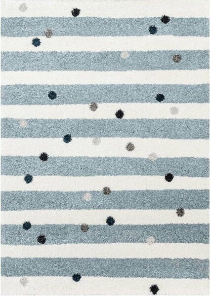 Bílo-modrý antialergenní dětský koberec 230x160 cm Stripes
