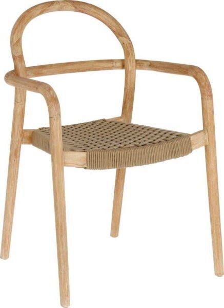 Zahradní židle z eukalyptového dřeva s béžovým