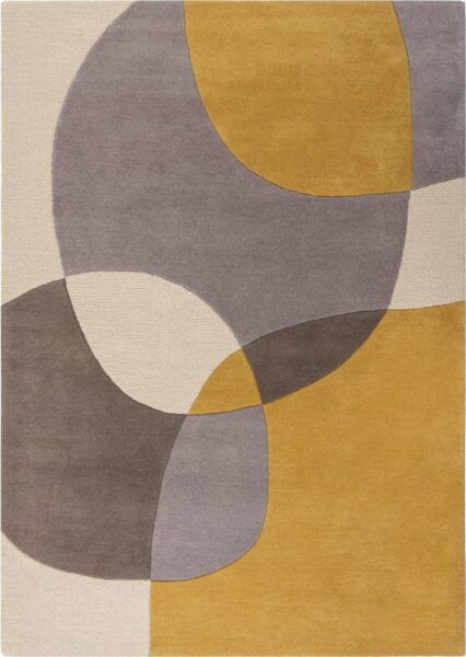 Okrově žlutý vlněný koberec 170x120 cm