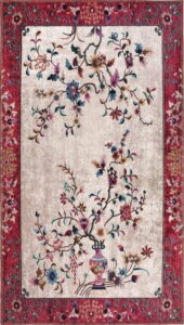Červeno-krémový pratelný koberec 150x80 cm
