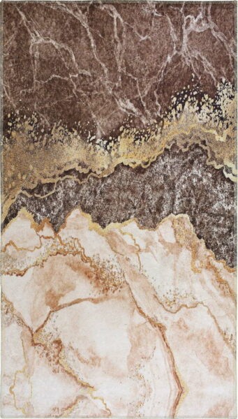 Koňakově hnědo-krémový pratelný koberec 80x50