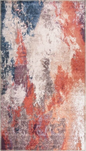 Červeno-modrý pratelný koberec 80x50 cm -