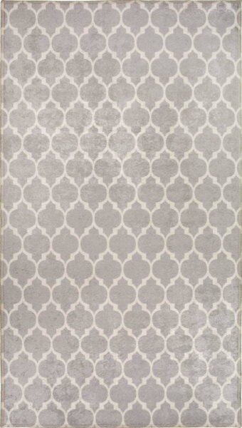 Světle šedo-krémový pratelný koberec 80x50