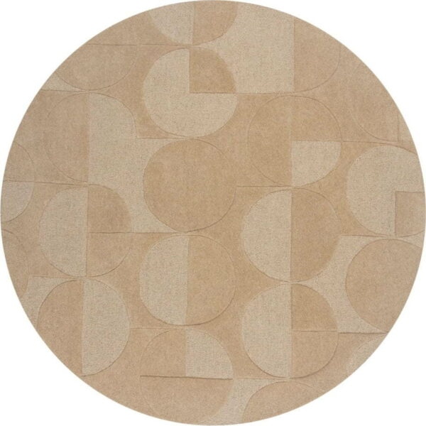 Béžový vlněný kulatý koberec ø 160 cm