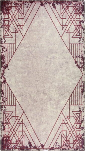 Červeno-krémový pratelný koberec 150x80
