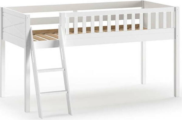 Bílá vyvýšená dětská postel z borovicového dřeva
