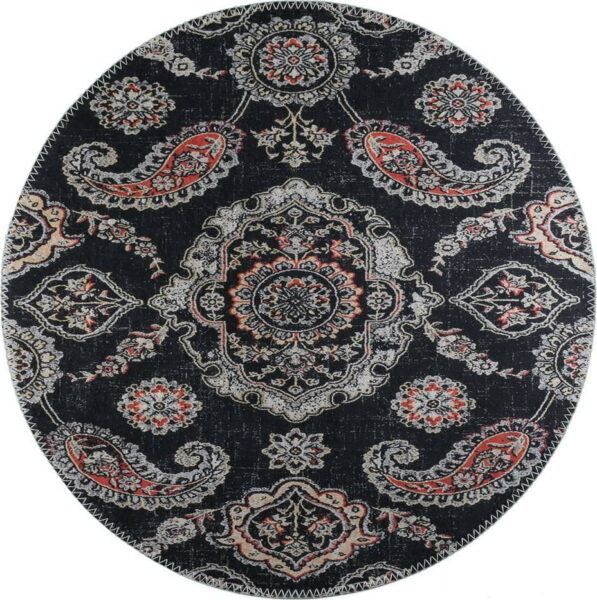 Černý pratelný kulatý koberec ø 80