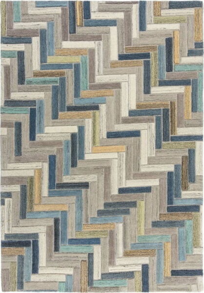 Šedo-modrý vlněný koberec Flair Rugs Russo