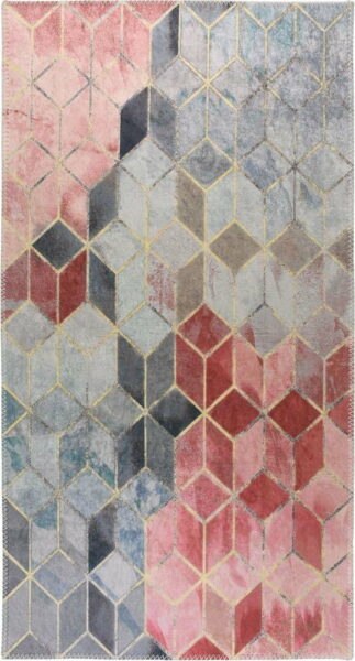 Světle růžovo-šedý pratelný koberec běhoun 80x200