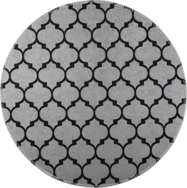 Tmavě šedý pratelný kulatý koberec ø
