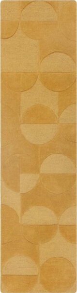 Okrově žlutý vlněný koberec běhoun 60x230 cm